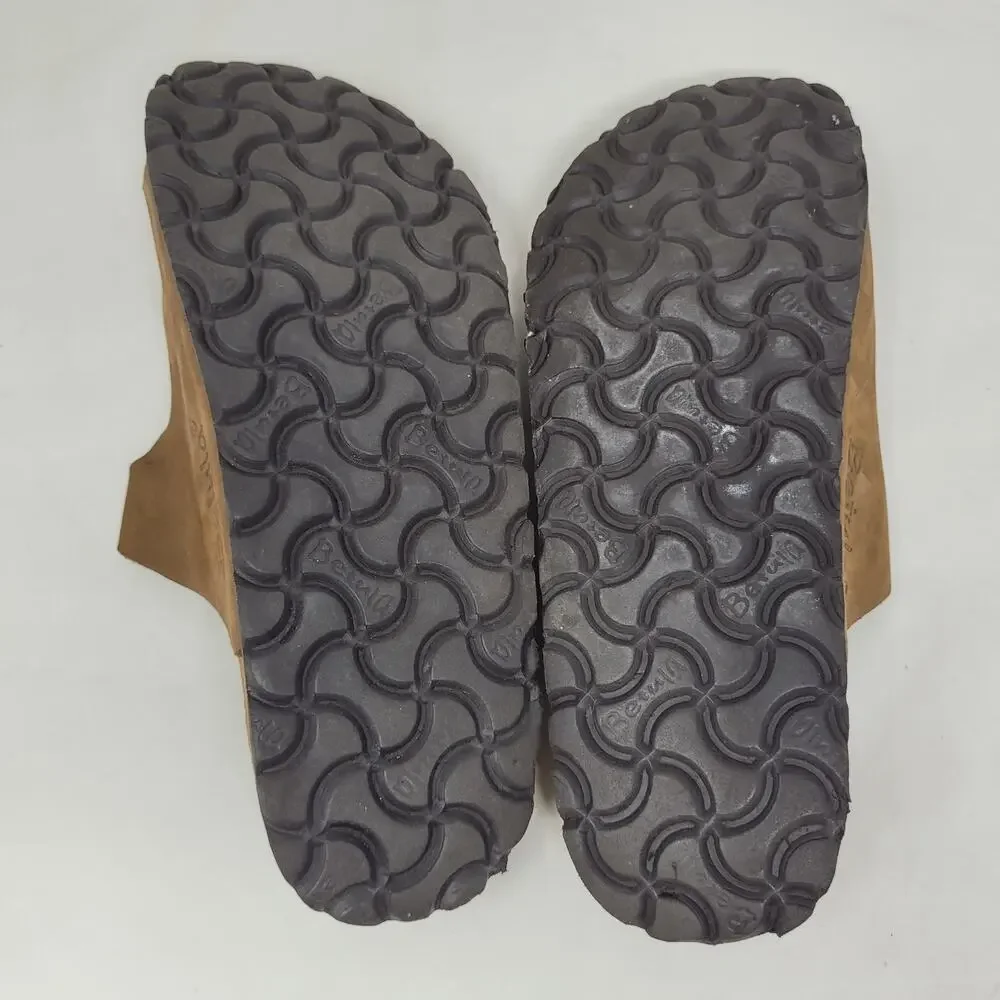 Birkenstock Betula Sandals Womens EU7 US6.5 Brown Nubuck Triple Straps Buckles